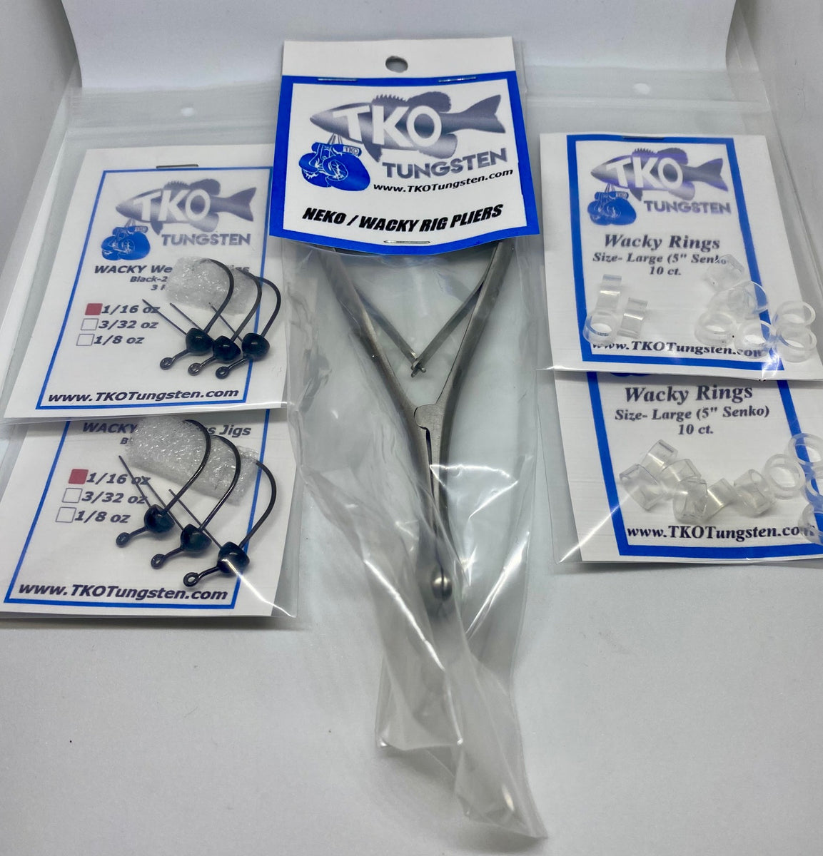Wacky Ring kit (Pliers, Rings, Jigheads) – TKO Tungsten